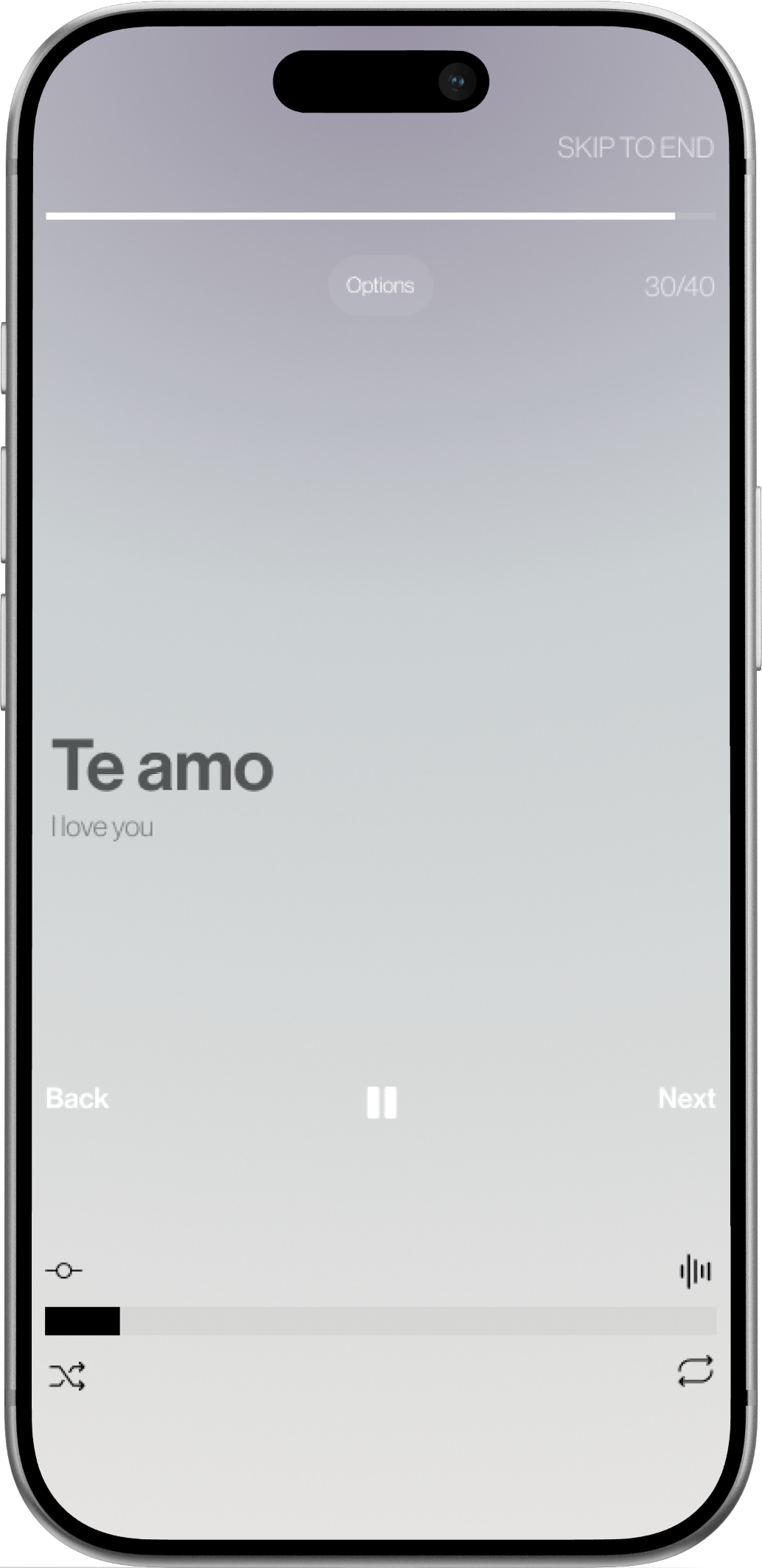 Tongues audio playlist on iPhone