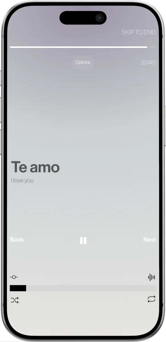 TONGUES audio playlist on iPhone