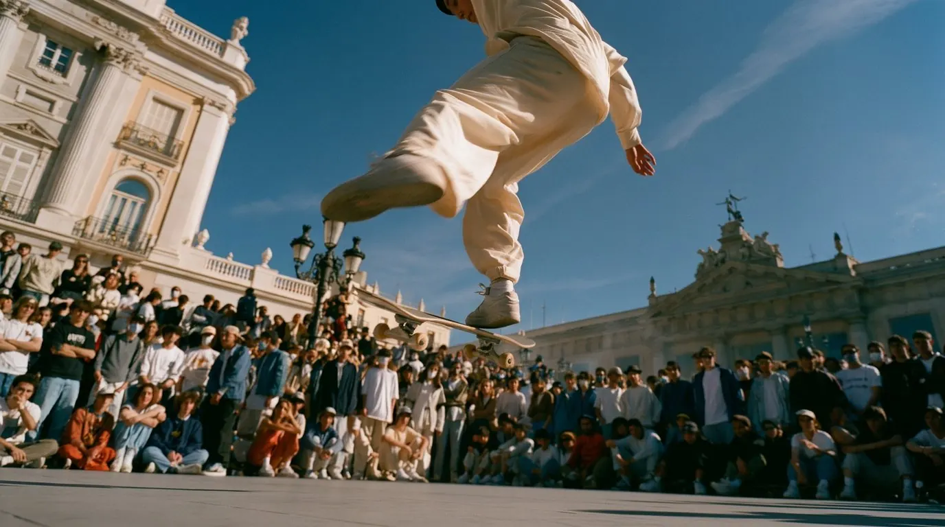 Barcelona street, matching a skate vocabulary deck