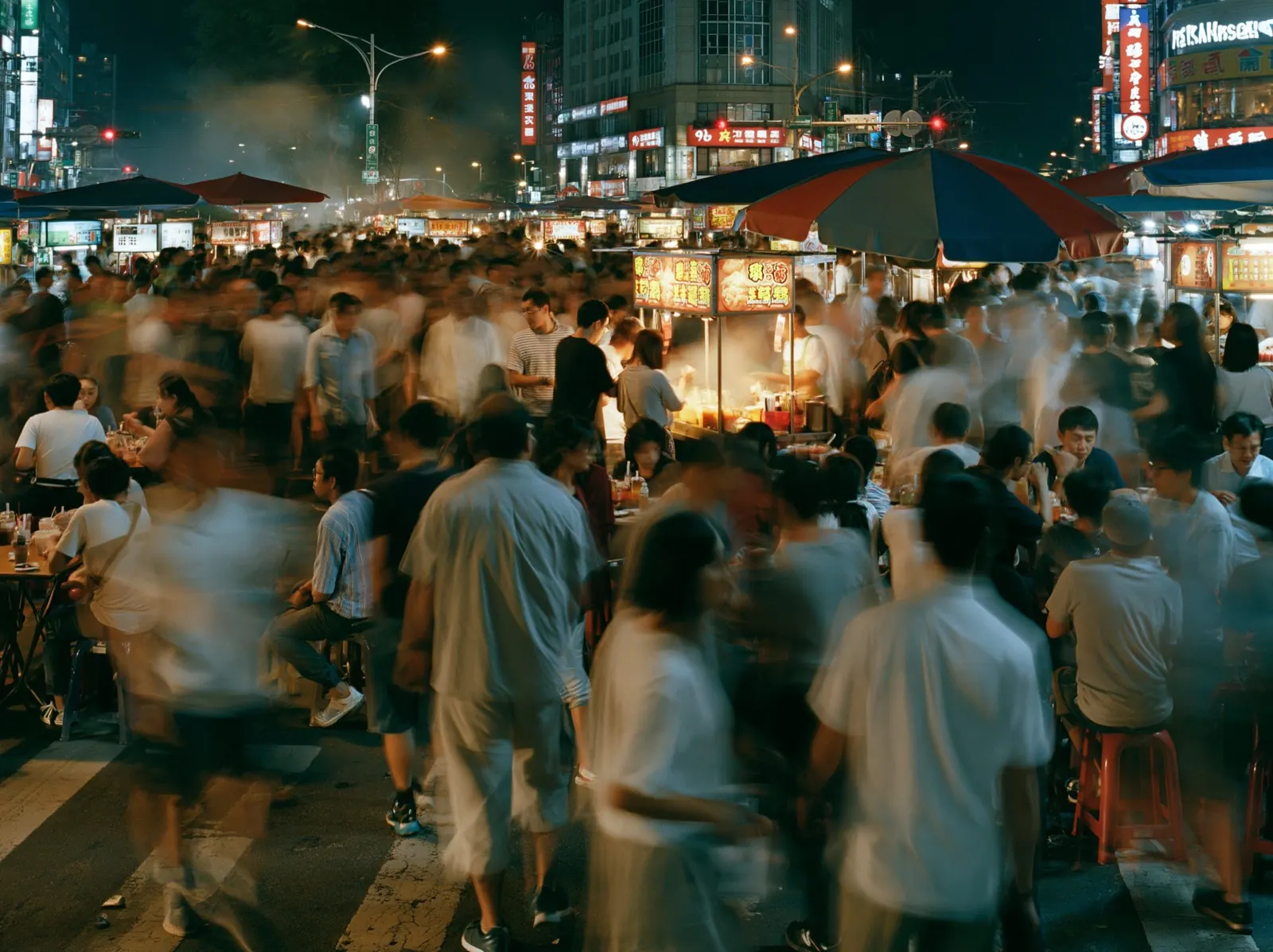 Taipei night-market street, matching a bubble-tea vocabulary deck