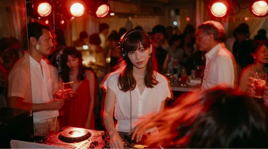 Tokyo street at night, matching a DJ loading-in vocabulary deck